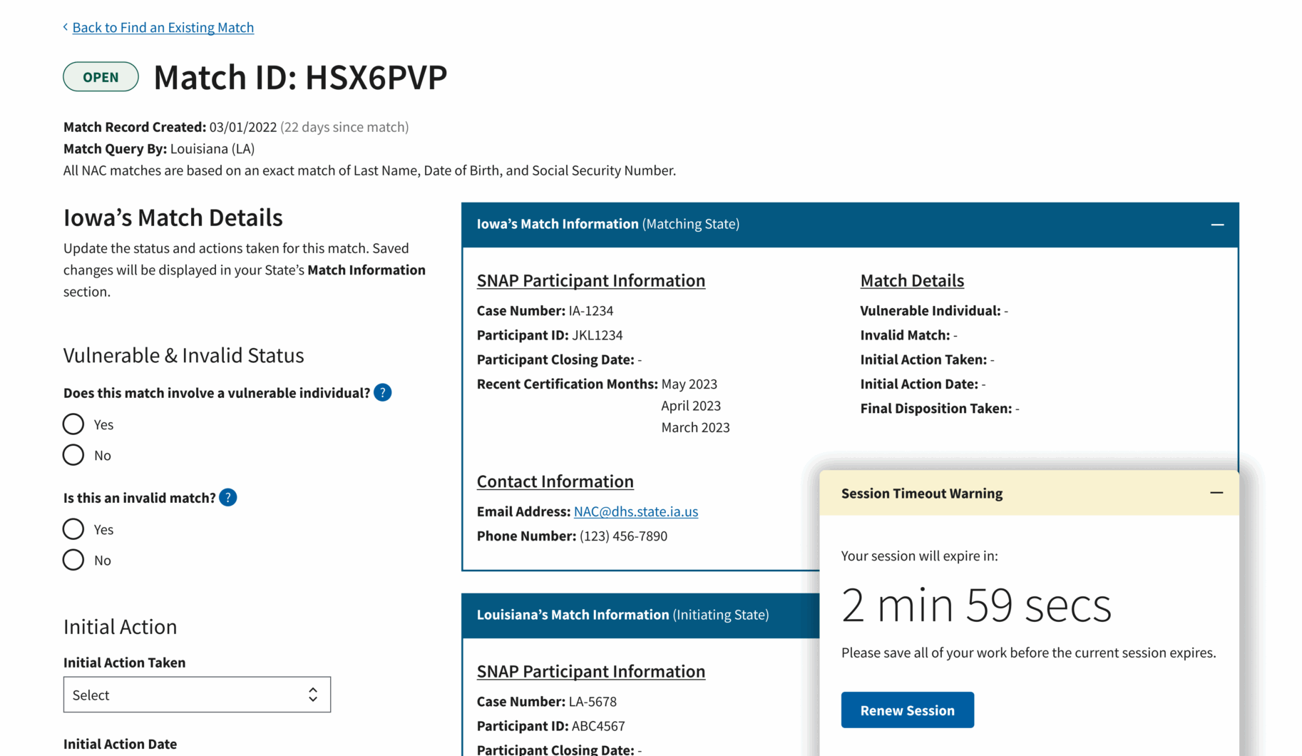 System feedback and alert screen